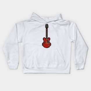 Tiled Pixel Red SG Guitar Upright Kids Hoodie